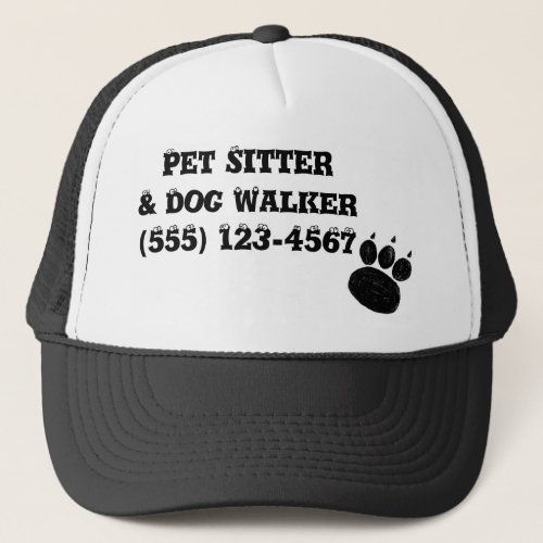 Pet Sitter  Dog Walker Paw Print Trucker Hat