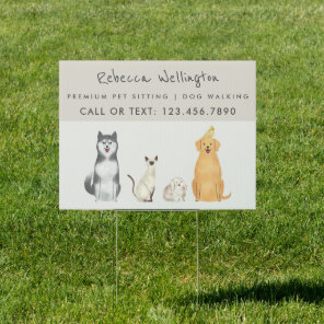 Pet Sitter Dog Walker Phone Number Business Yard Sign