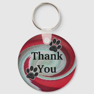 Pet Sitter Dog Walker Thank You Red Swirl Keychain