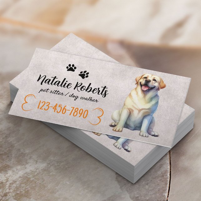 Pet Sitter Dog Walking Happy Labrador Dog Training Business Card (Creator Uploaded)