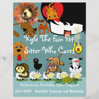 Pet Sitter Flyer Lots of Cute Anime Animals