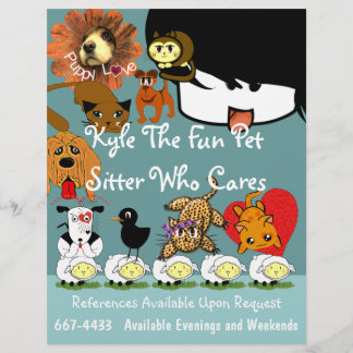 Pet Sitter Flyer Lots of Cute Anime Animals
