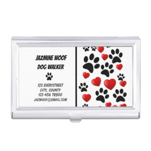 Pet Sitter Fun Paw and Hearts Business Card Case