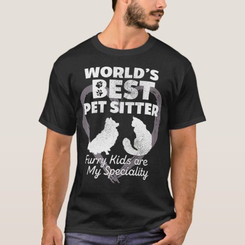 Pet Sitter Gift Worlds Best Pet Sitter Shirt Cat D