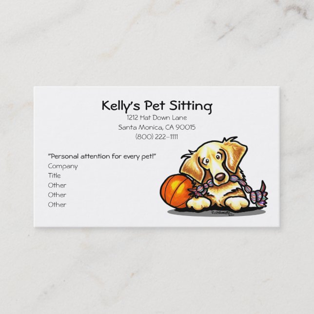 Pet Sitter Golden Retriever Simple Business Card (Front)