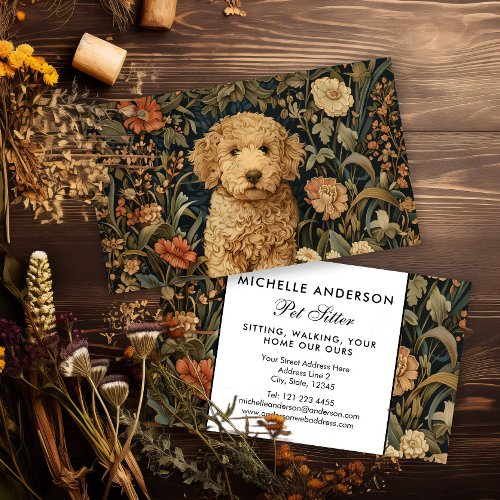 Pet Sitter Goldendoodle Puppy Elegant Vintage Business Card