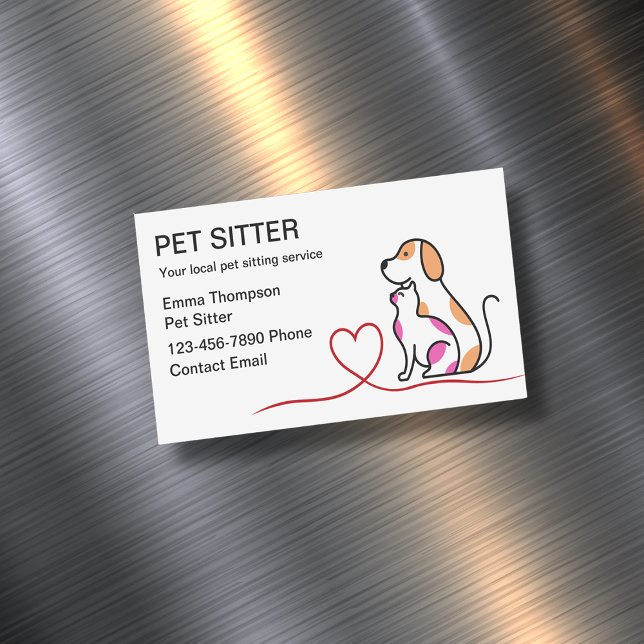 Pet Sitter Magnetic Business Cards Trendy Design (Creator Uploaded)