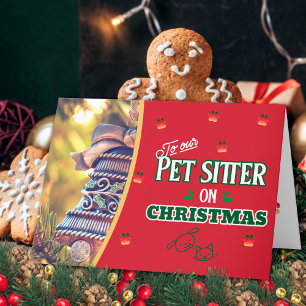 Pet Sitter on Christmas Paws Cat and Dog Holiday Card