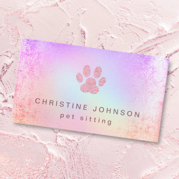 Pet Sitter Paw Print Logo Business Card by lucykitty at Zazzle