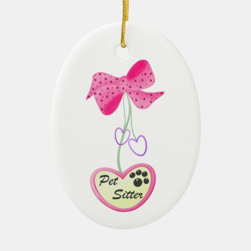 Pet Sitter pink dangle Ceramic Ornament