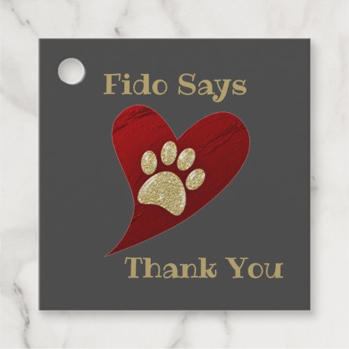 Pet Sitter Thank you Gold Paw Print Appreciation Favor Tags