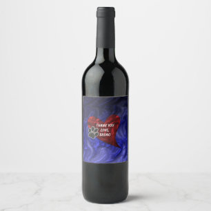 Pet Sitter Thank You Paw Print Heart Groomer Wine Label