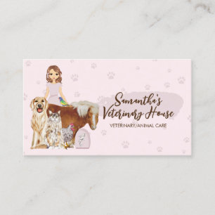 Pet Sitter veterinary dog cat horse bird Cartoon Business Card