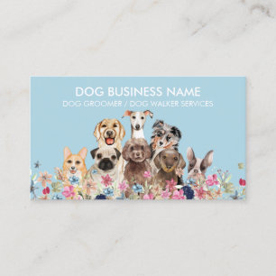 Pet Sitter Walker Dog Care Blue Business Card