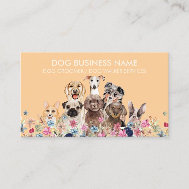 Pet Sitter Walker Dog Care Orange Business Card