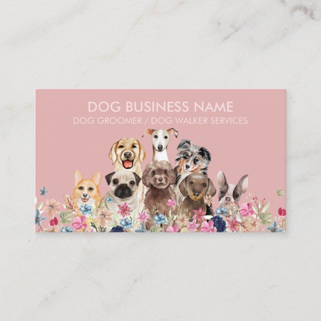 Pet Sitter Walker Dog Care Pink Business Card
