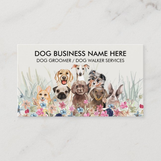 Pet Sitter Walker dog petcare flowers Business Card