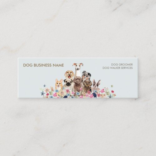 Pet Sitter Walker dog petcare pastel blue brown Mini Business Card