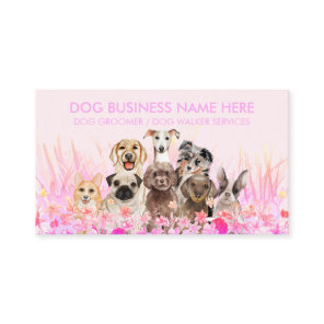 Pet Sitter Walker dog petcare pink flowers Business Card