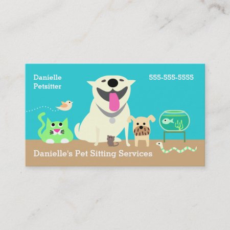 Pet Sitters Business Card-blue/green Business Card