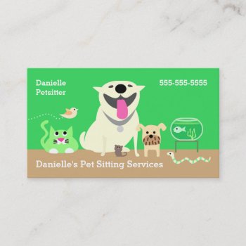 Pet Sitters Business Card-green Business Card by PetProDesigns at Zazzle