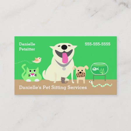 Pet Sitters Business Card-green Business Card