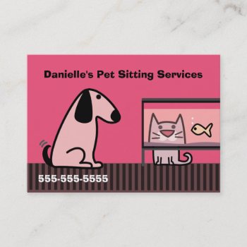 Pet Sitter's Business Red Business Card by PetProDesigns at Zazzle