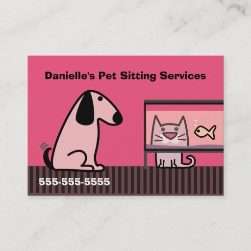 Customizable Pet Sitter's Business Red Business Card Template