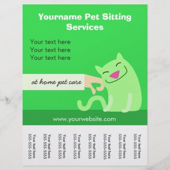Pet Sitter's Cat Flyer-green Flyer by PetProDesigns at Zazzle