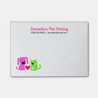 Pet Sitter's Dog & Cat with Heart Post-it Notes