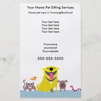Pet Sitters Flyer-blue Flyer by PetProDesigns at Zazzle