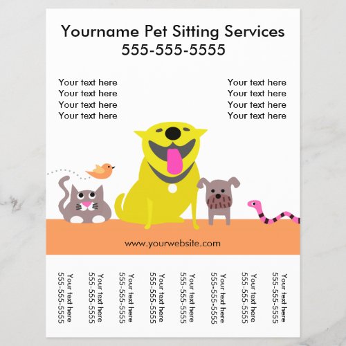Pet Sitters Flyer with tags_dog cat bird snake