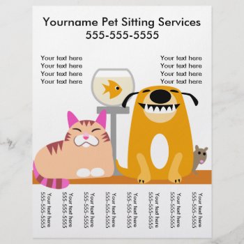 Pet Sitter's Flyer With Tags-dog  Cat  Fish  Mouse by PetProDesigns at Zazzle
