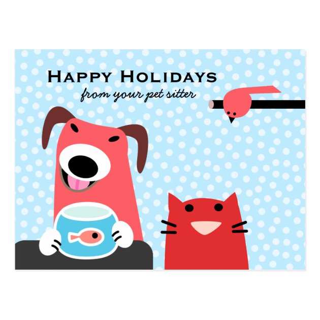 Pet Sitter's Happy Holidays Postcard