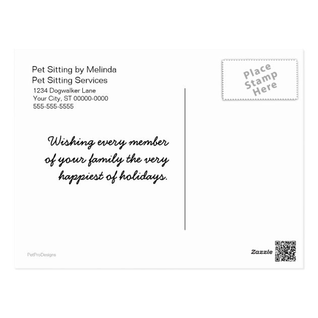 Pet Sitter's Happy Holidays Postcard