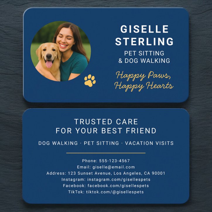 Pet Sitting And Dog Walking Business Card