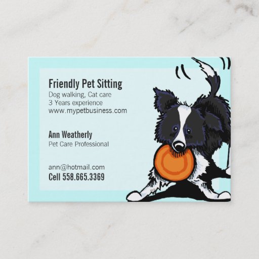 Customizable Pet Sitting Border Collie Friendly Bright Business Card Templates