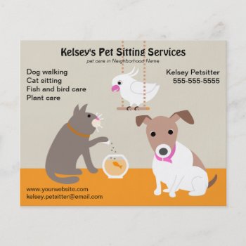 Pet Sitting Business Advertising Flyer by PetProDesigns at Zazzle