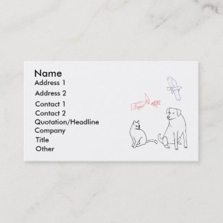 Pet Sitting Business Cards, Dog Cat Bird Fish Business Card