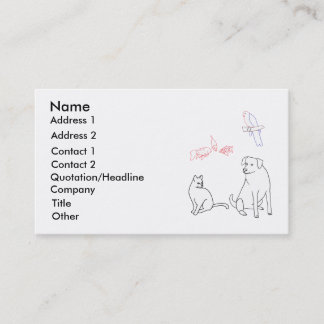 Pet Sitting Business Cards, Dog Cat Bird Fish Card