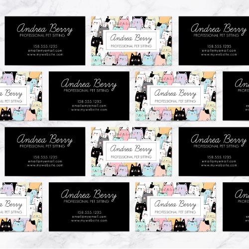 Pet Sitting Colorful Cat Theme Business Card