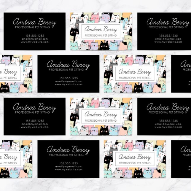 Pet Sitting Colorful Cat Theme Business Card (Creator Uploaded)