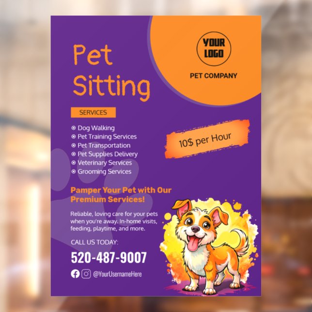Pet Sitting Custom Window Cling (Sheet 2)