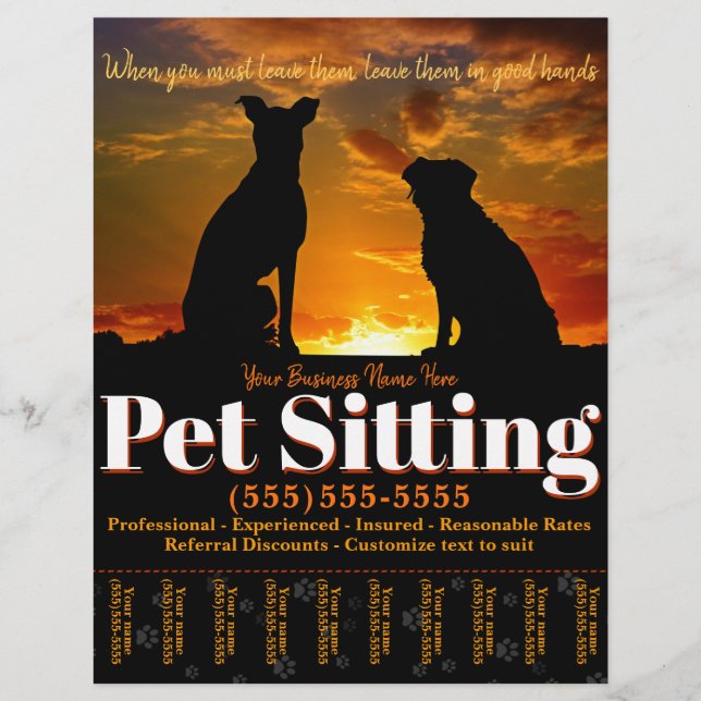 Pet Sitting Customizable Advertising Flyer (Front)