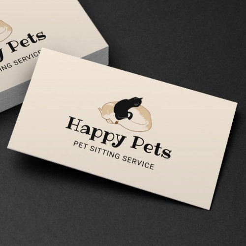 Pet Sitting Cute Dog  Cat Logo Pet Care Business Card