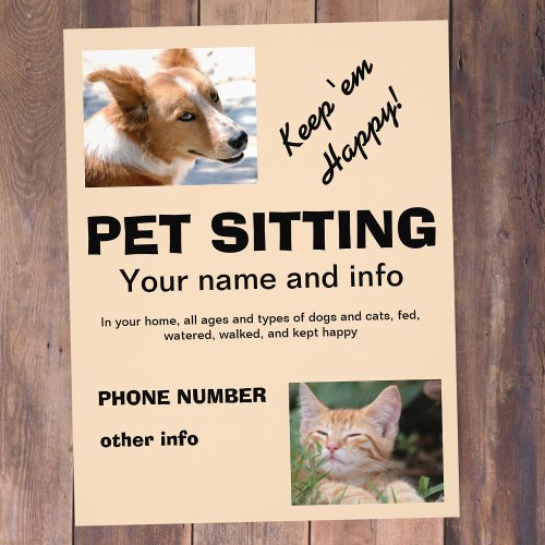 Pet Sitting dog and cat flyer