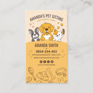 Pet Sitting, Dog boarding, veterinary clinic, Pet Business Card