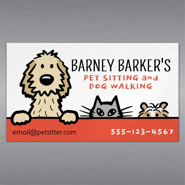 Pet Sitting Dog Cat Guinea Pig Cute Animal Lover's Business Card Magnet (Creator Uploaded)