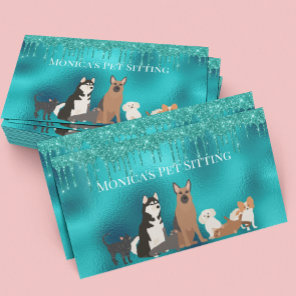 Pet Sitting Dog Cat Pet Sitting Robin's Egg Blue Business Card