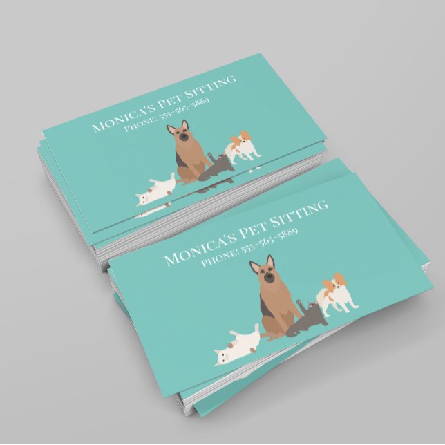 Pet Sitting Dog Cat Training Grooming Daycare Business Card (Creator Uploaded)